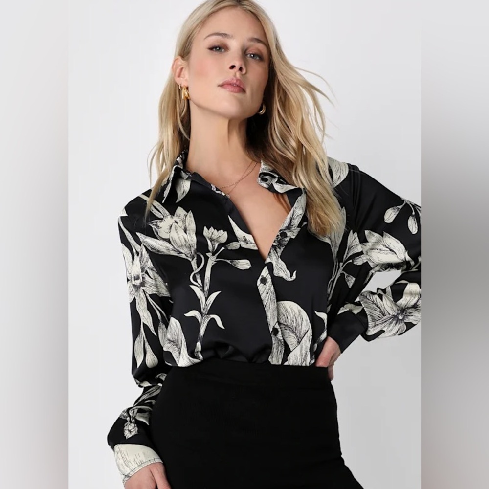 Lulus Stylish Update Long Sleeve Button-Up Top
